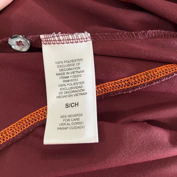 Champion Elite Polo Shirt NCAA Virginia Tech Hokies Mens Large S Maroon Orange - Picture 6 of 6